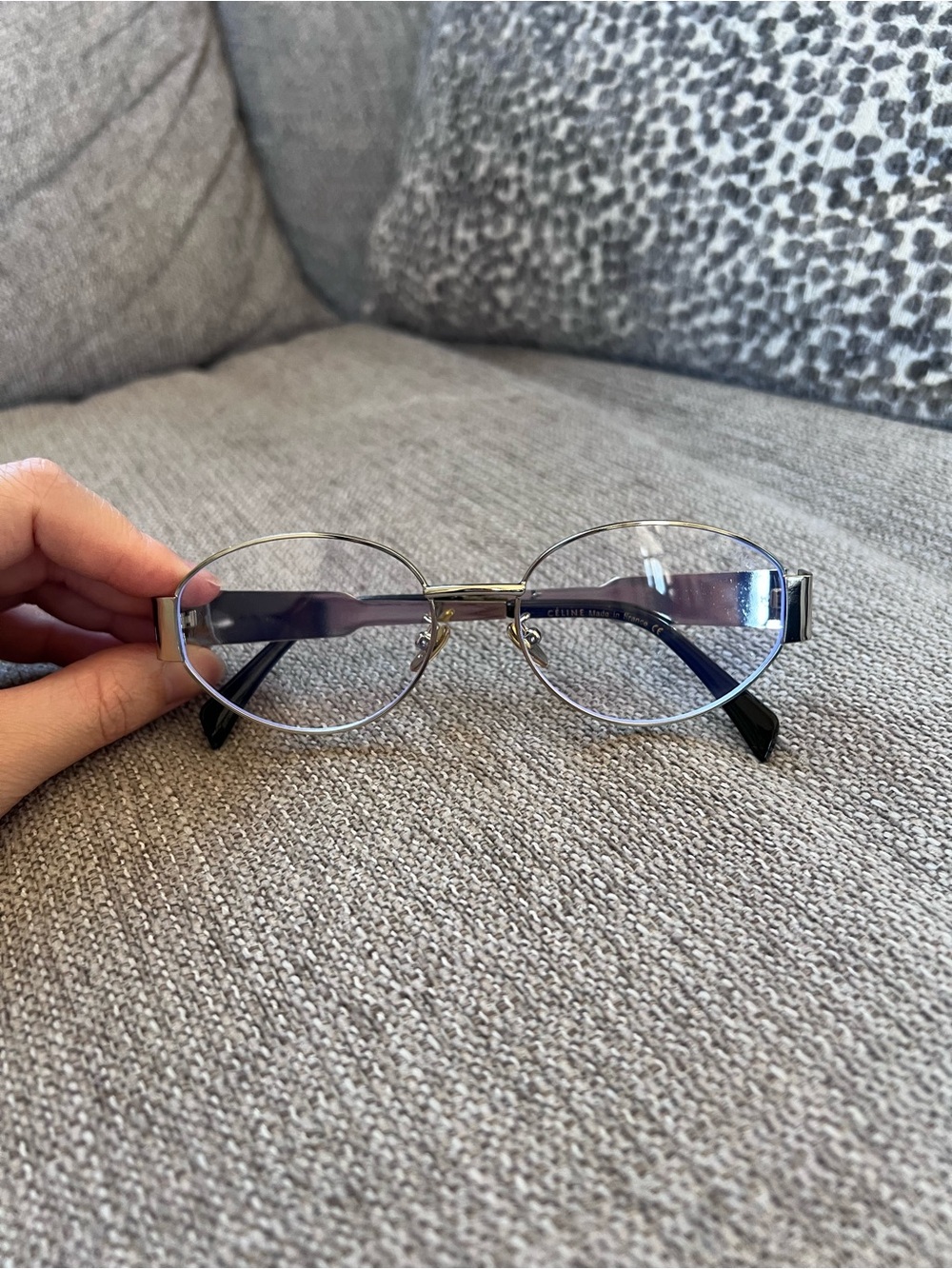 Celine Silver Triomphe Metal Oval Eyeglasses - Picture 4 of 12